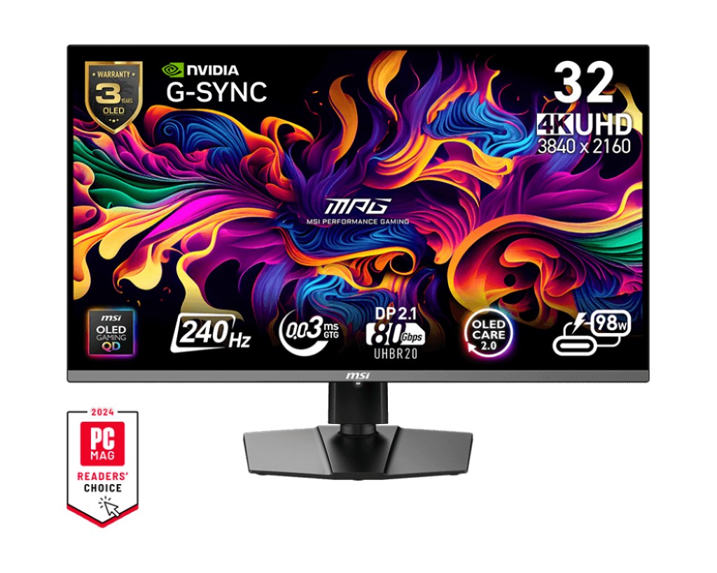 Monitor MSI MPG 322URXDE QD-OLED 32 Nero UltraHD 4K G-Sync- USB-C DisplayPort 21a UHBR20 240Hz - Immagine 1