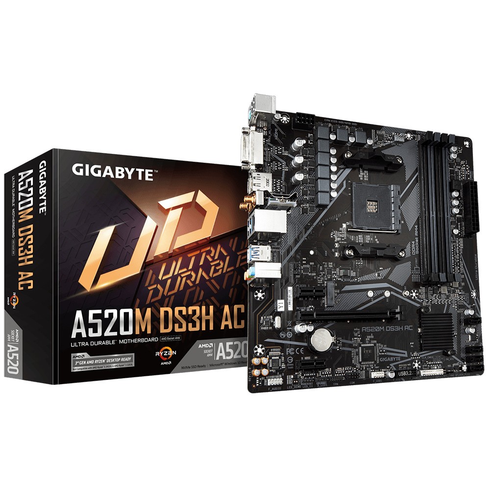 Scheda Madre Gigabyte GA-A520M-DS3H AC Micro-ATX DDR4 Socket AM4 - Immagine 1