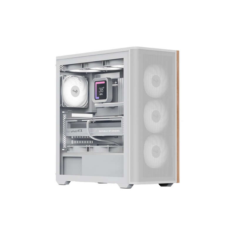 Case Aerocool D501A-G-WT-v2 Midi Tower Bianco/Legno - Immagine 1