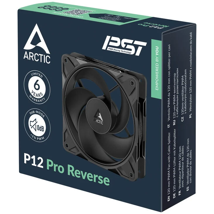 Ventole ARCTIC P12 Pro Reverse Blade PWM 120mm Nero Kit Da 3