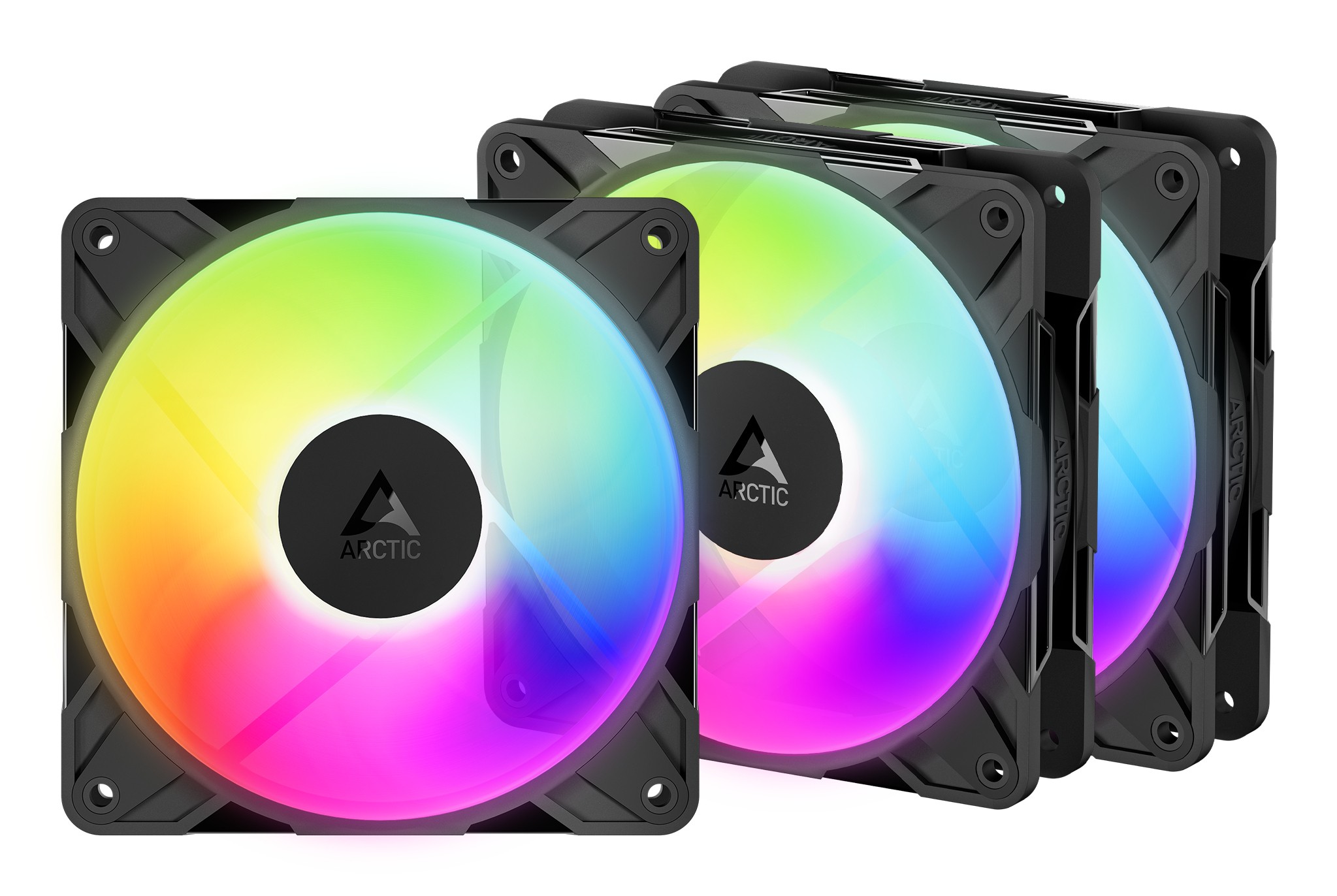 Ventole ARCTIC P12 Pro Reverse Blade A-RGB PWM 120mm Nero Kit Da 3 - Immagine 1