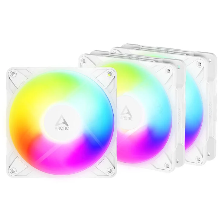Ventole ARCTIC P12 Pro Reverse Blade A-RGB PWM 120mm Bianco Kit Da 3 - Immagine 1