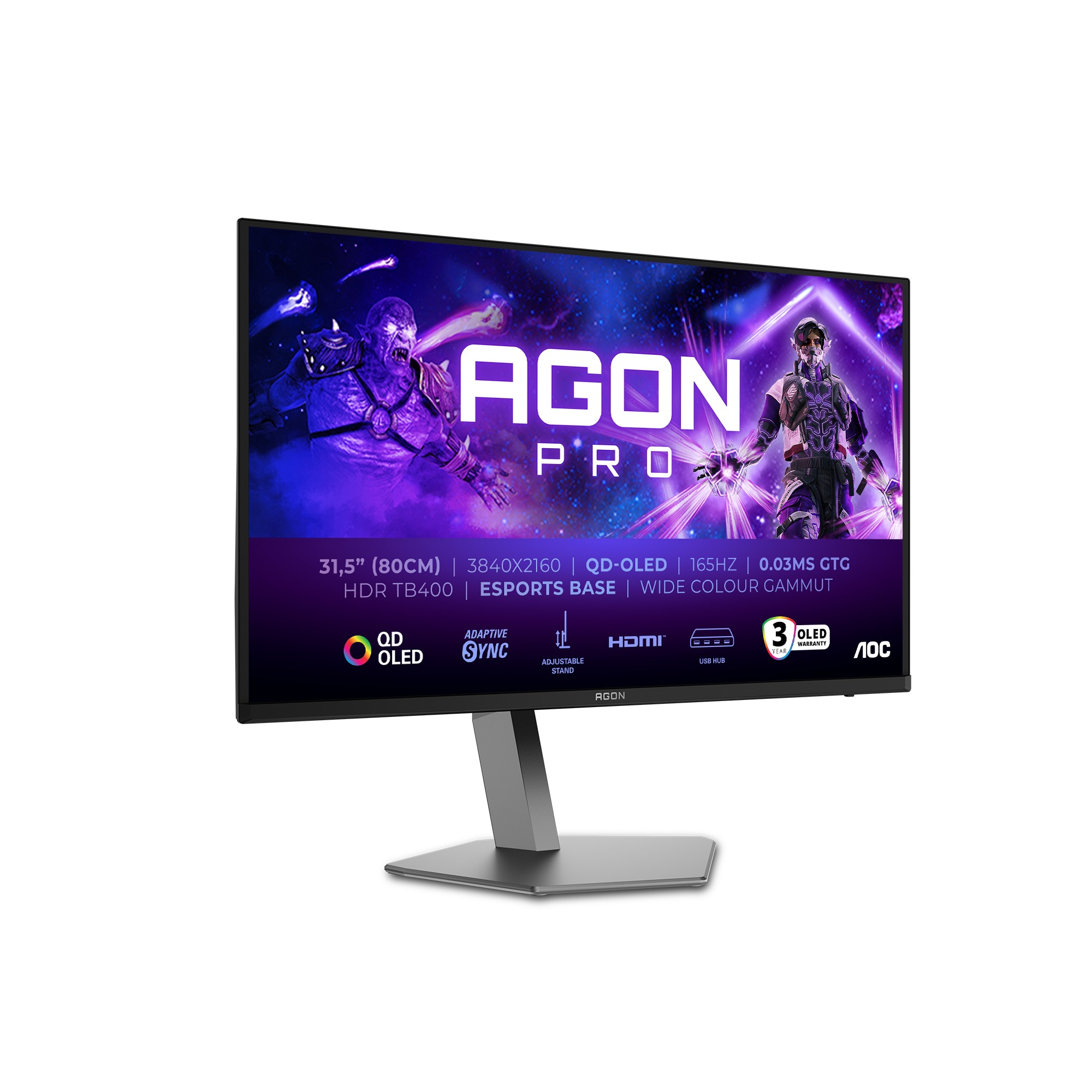 Monitor AOC AGON PRO AG326UD 32 Nero dunkelGrigio UHD HDR Adaptive Sync HDMI DisplaPort 165Hz - Immagine 1