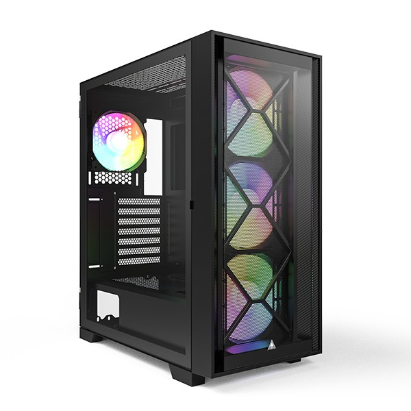 Case Montech AIR 1000 Premium Midi-Tower Vetro Temperato Nero - Immagine 1