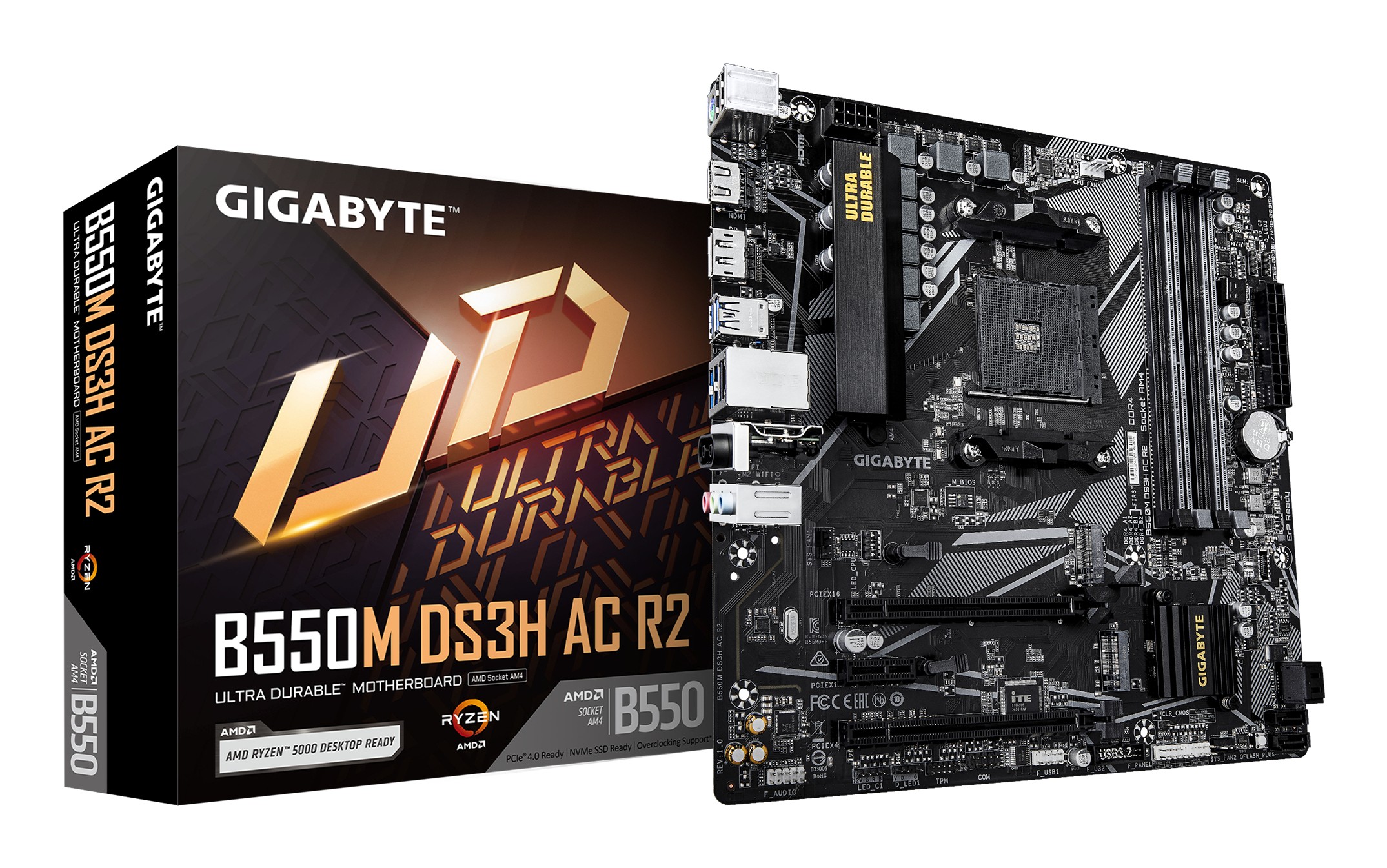 Scheda Madre Gigabyte GA-B550M DS3H AC R2 AM4 DDR4 Micro-ATX Nero - Immagine 1