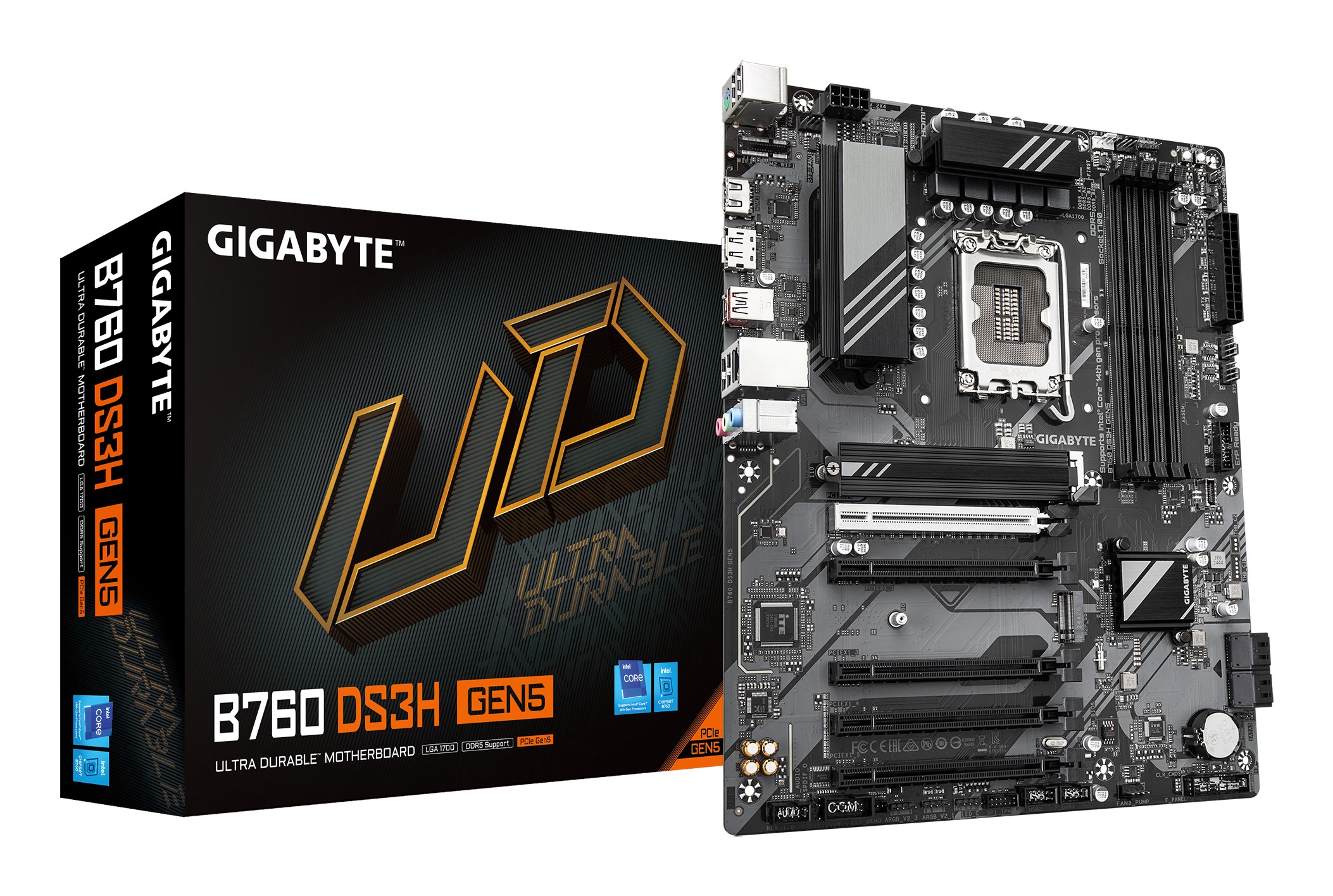 Scheda Madre Gigabyte GA-B760 DS3H GEN5 LGA1700 DDR5 ATX Nero - Immagine 1