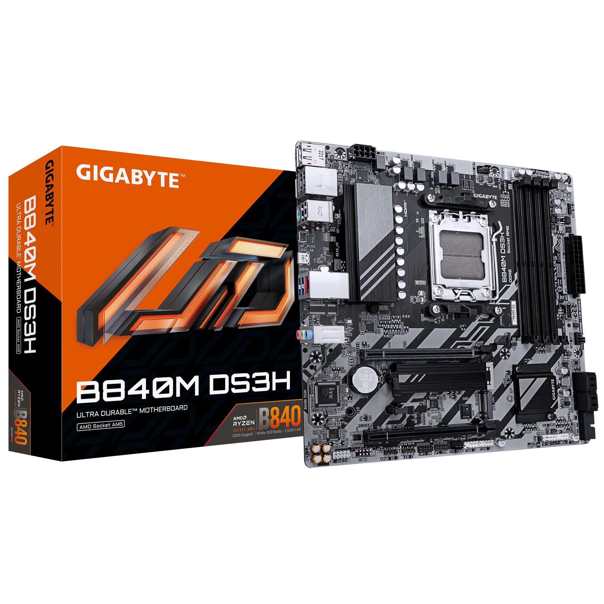 Scheda Madre Gigabyte GA-B840M DS3H Micro-ATX DDR5 Socket AM5 - Immagine 1