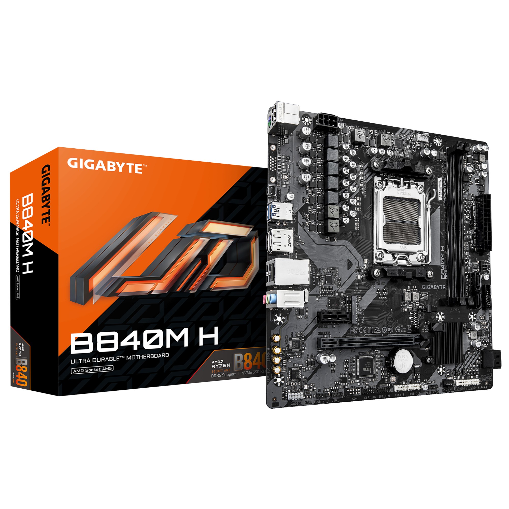 Scheda Madre GIGABYTE B840M H AM5 Micro-Atx Nero - Immagine 1