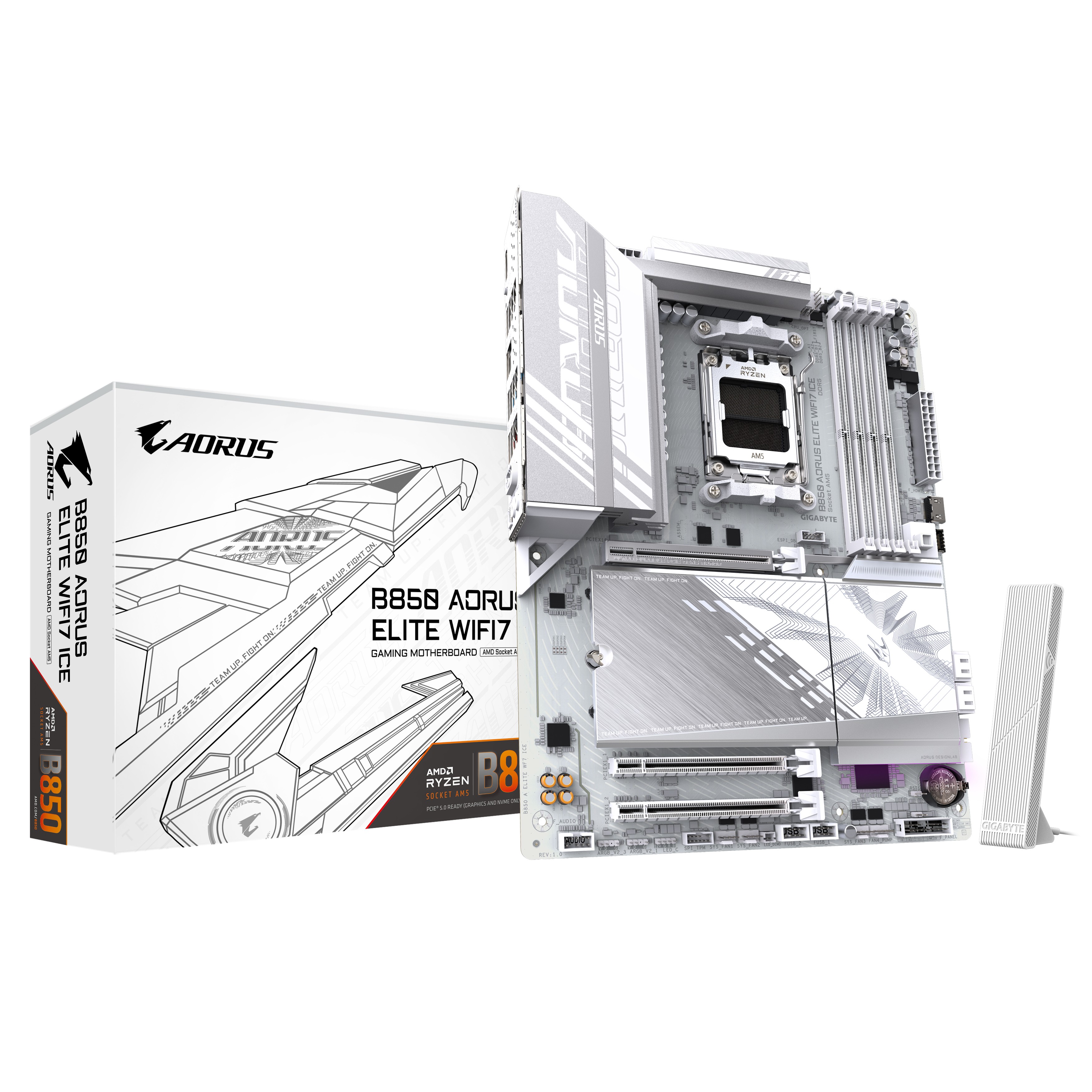 Scheda Madre Gigabyte GA-B850 A ELITE WIFI 7 ICE AM5 DDR5 ATX - Immagine 1