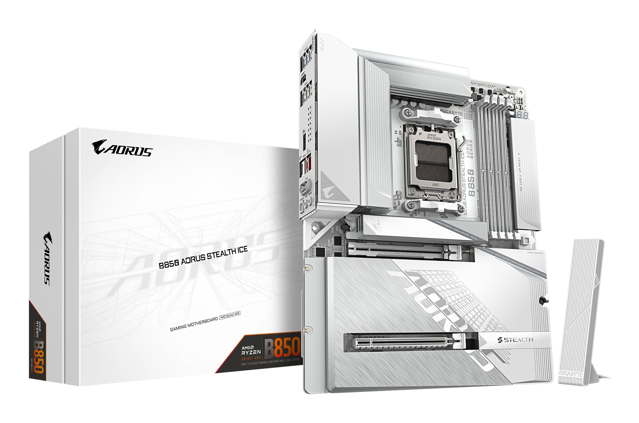 Scheda Madre Gigabyte GA-B850 A STEALTH ICE BTF AM5 DDR5 ATX Bianco - Immagine 1