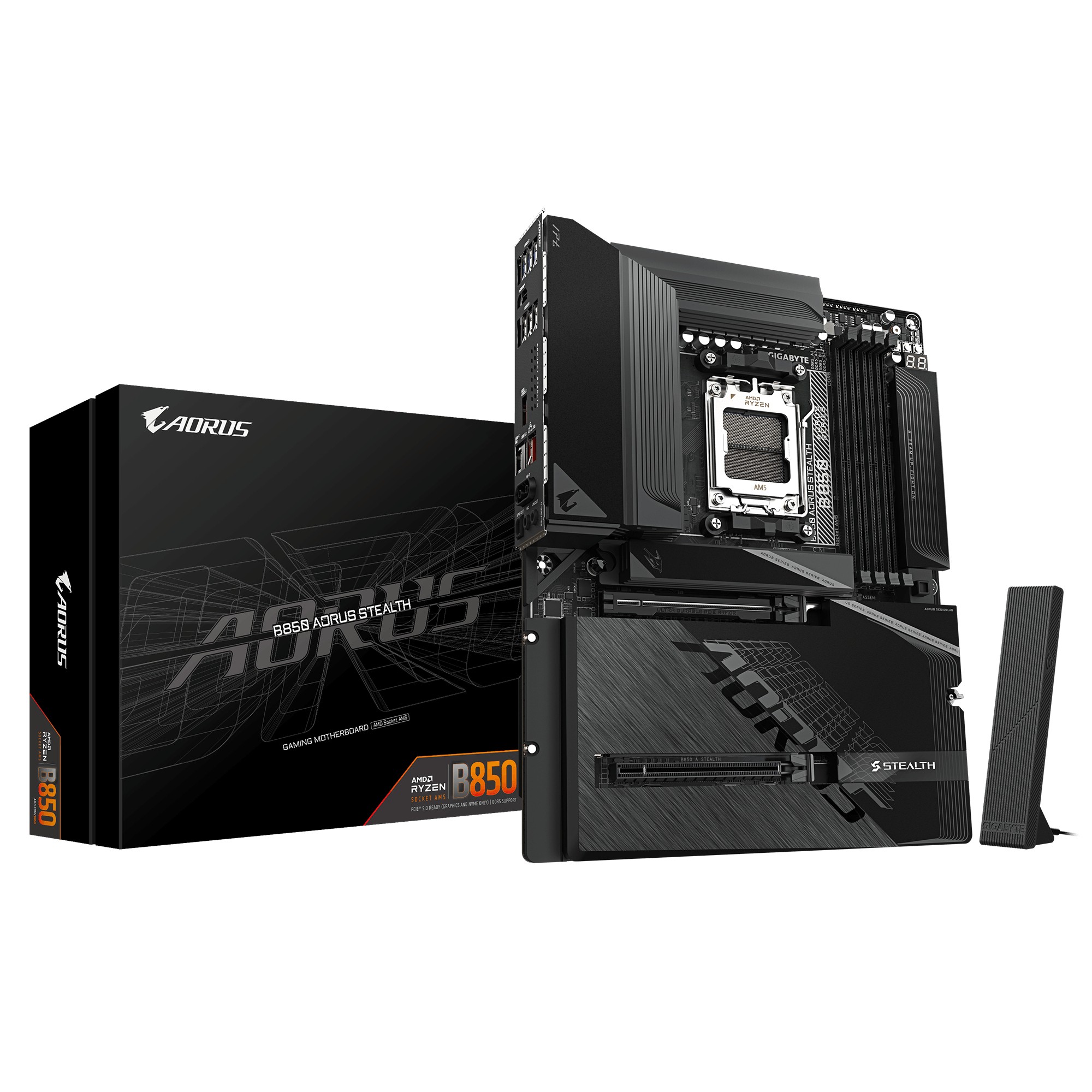 Scheda Madre GIGABYTE B850 AORUS STEALTH (BTF) AM5 DDR5 ATX Wi-Fi 7 Nero - Immagine 1