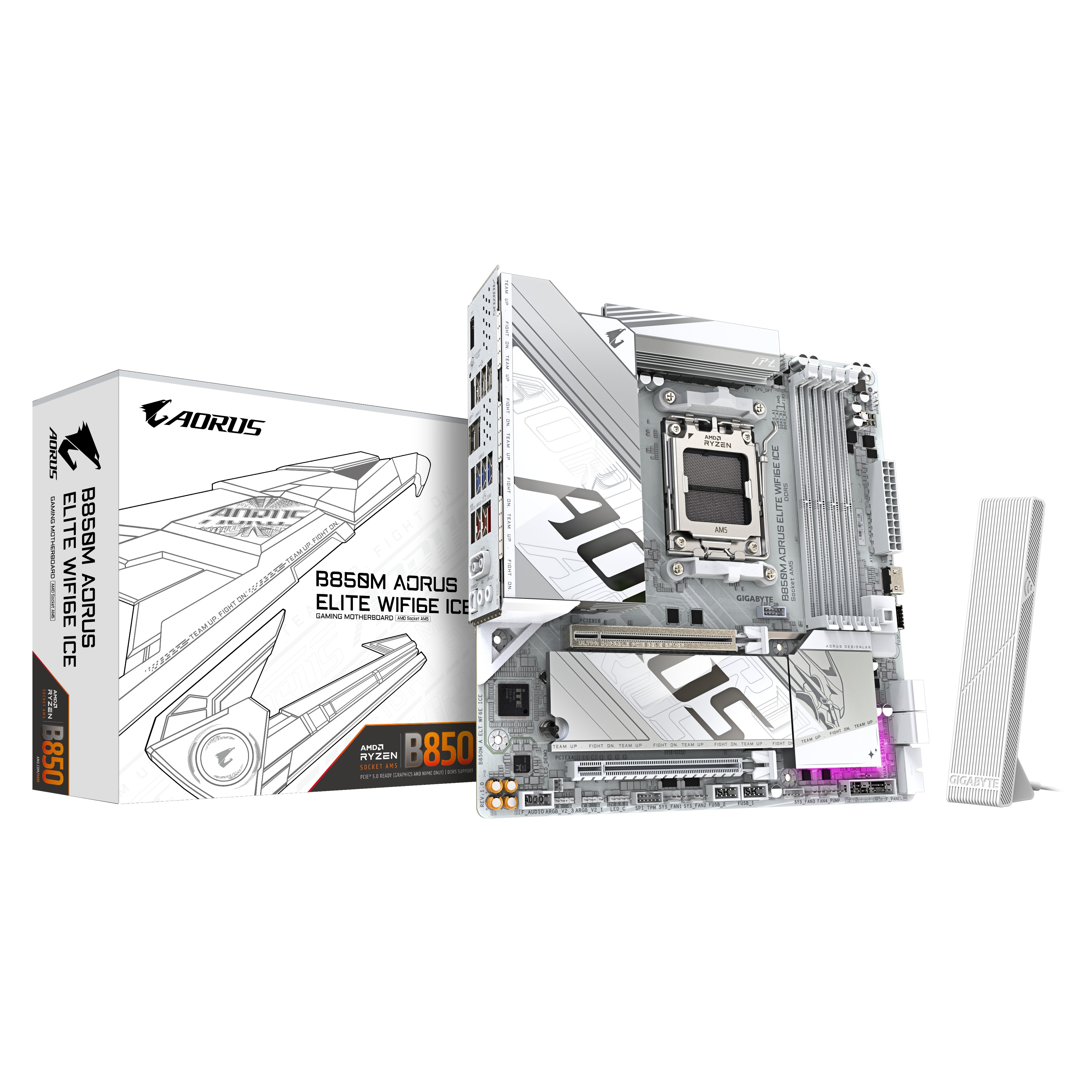 Scheda Madre Gigabyte GA-B850M A ELITE WIFI 6E ICE AM5 DDR5 Micro ATX - Immagine 1