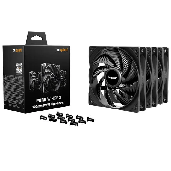 Ventole Be Quiet! Pure Wings 3 High-Speed PWM 120mm Kit Da 3 Nero - Immagine 1