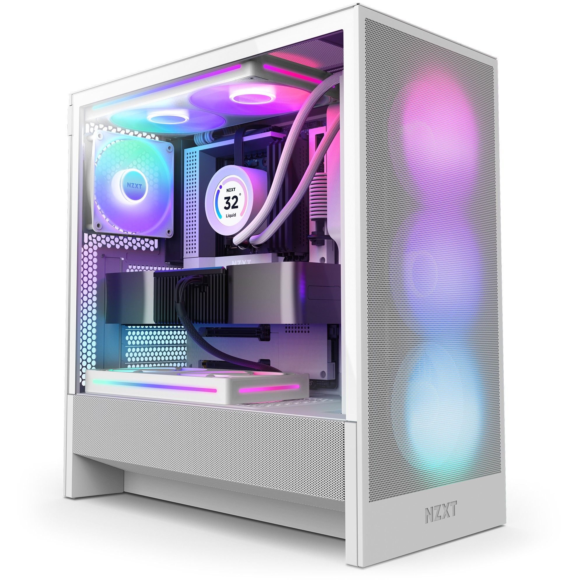 Case NZXT H5 Flow RGB (2024) Midi Tower Vetro Temperato Bianco - Immagine 1