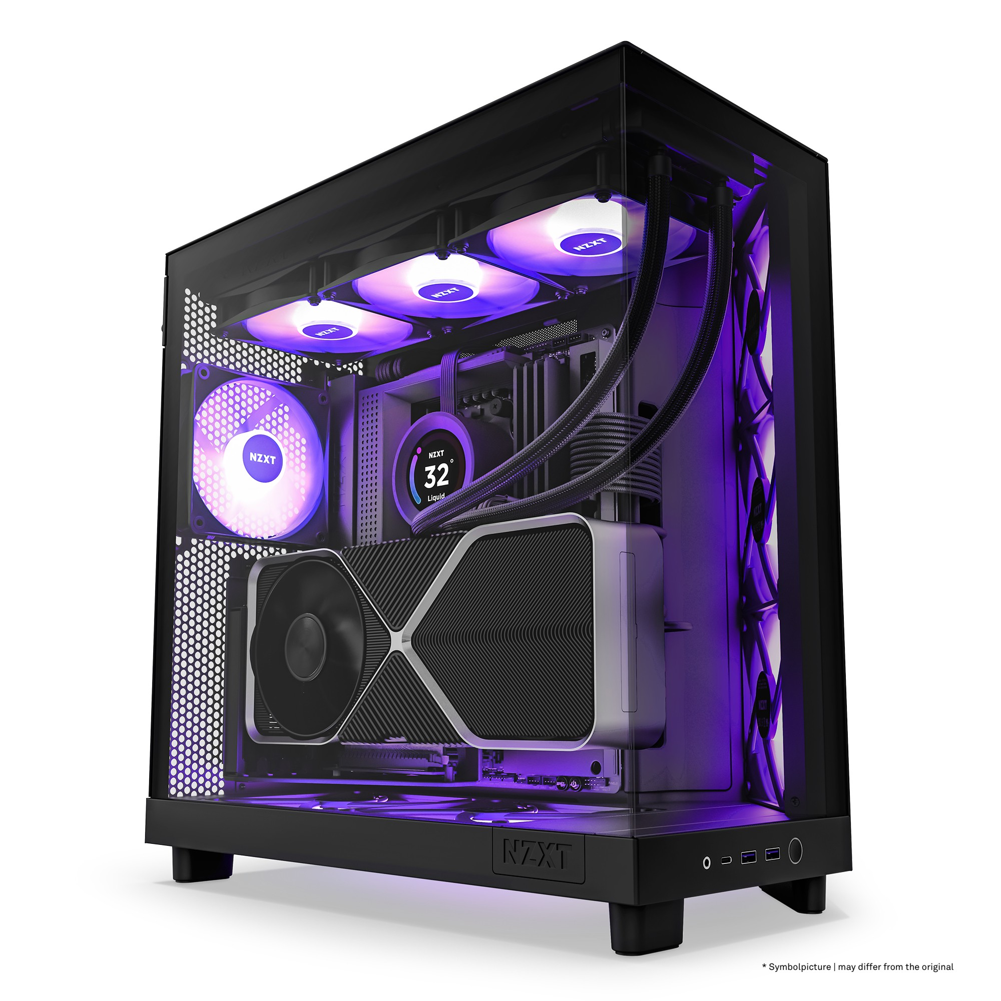 Case NZXT H6 Flow Midi-Tower Vetro Temperato RGB Nero - Immagine 1
