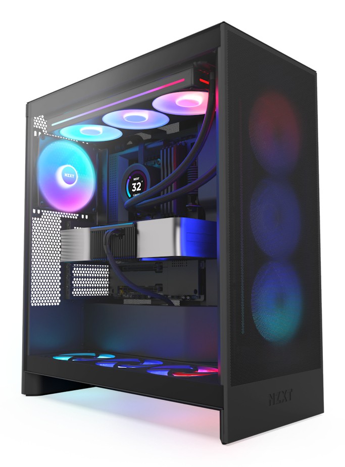 Case NZXT H7 Flow 2024 RGB Midi Tower Vetro Temperato Nero - Immagine 1