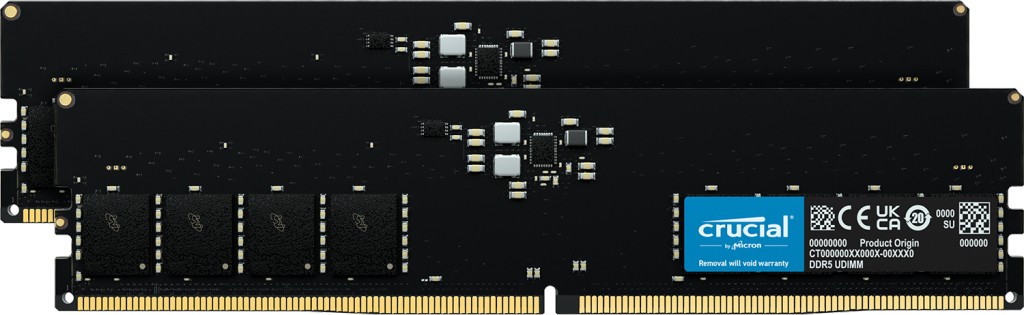 Ram Crucial nero 32GB (2x16) DDR5 5600MHz CL46 - Immagine 1