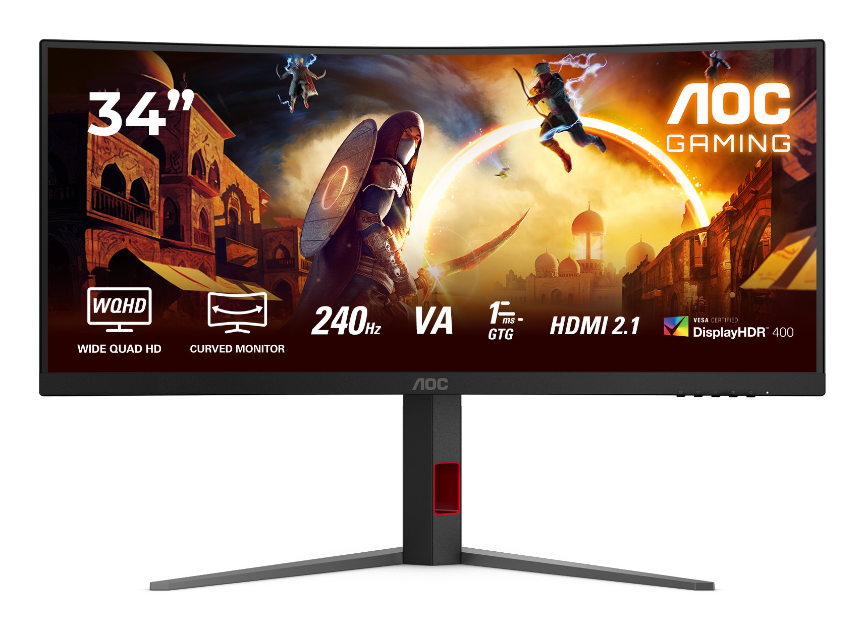 Monitor AOC G4 CU34G4Z 34 3440 x 1440 Pixel Wide Quad HD LED Nero Rosso - Immagine 1