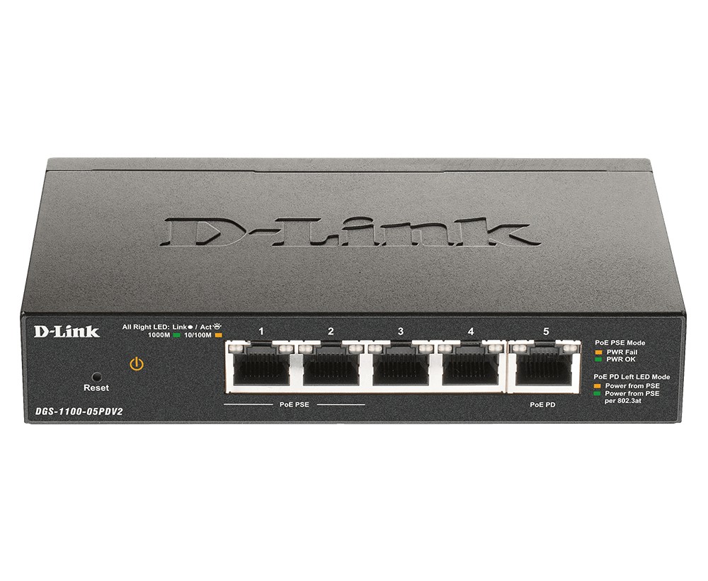 Switch D-Link DGS-1100-05PDV2 Gigabit Ethernet 10/100/1000 Supporto Power over Ethernet (PoE) Nero - Immagine 1