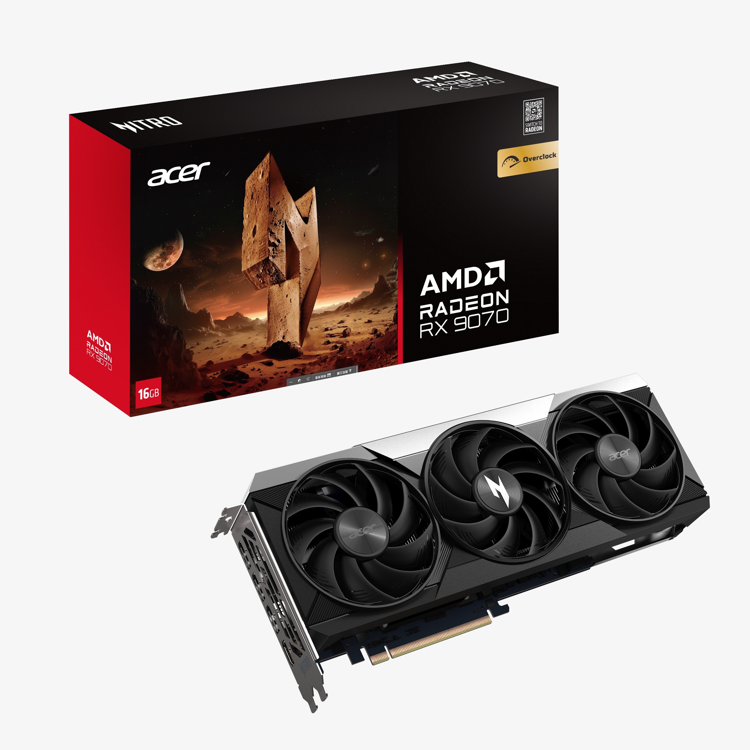 Scheda Video Acer Nitro AMD Radeon RX 9070 16G OC 16GB Nero