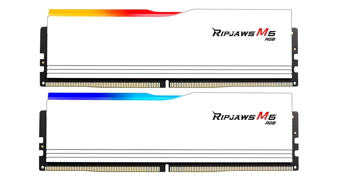 Ram G.Skill Ripjaws M5 DDR5 96GB (2x48) 5600Mhz RGB CL40 XMP 3.0 Bianco - Immagine 1