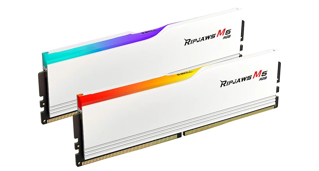 Ram G.Skill Ripjaws M5 DDR5 6000Mhz 32GB (2x16GB) RGB CL28 Bianco XMP - Immagine 1