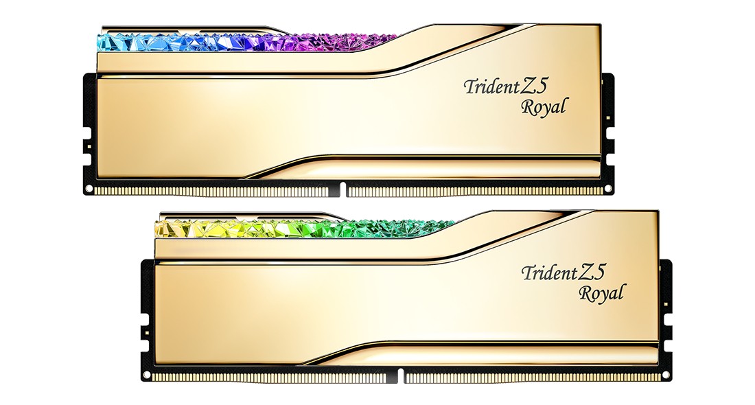 Ram G.Skill Trident Z5 Royale DDR5 7200Mhz (2x16) 32GB RGB oro XMP CL34 - Immagine 1