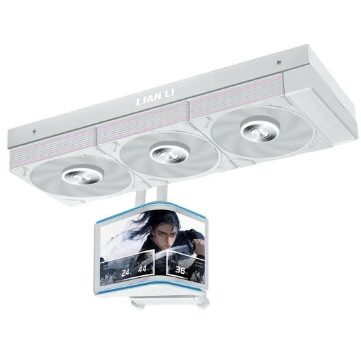 Dissipatore a Liquido Lian Li HydroShift II UNI FAN P28 display OLED Curvo 360mm Bianco - Immagine 1