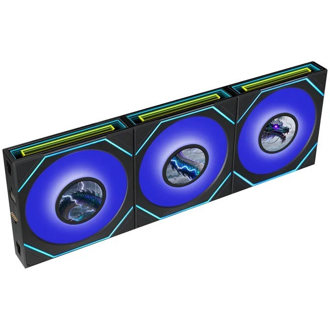 Ventola Lian Li UNI FAN SL-INF Wireless FLEX LCD Rverse Blade ARGB 120mm Kit Da 3 Con Controller Nero - Immagine 1