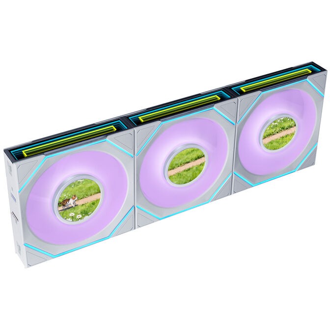 Ventola Lian Li UNI FAN SL-INF Wireless FLEX LCD ARGB 120mm Kit Da 3 Con Controller Bianco - Immagine 1