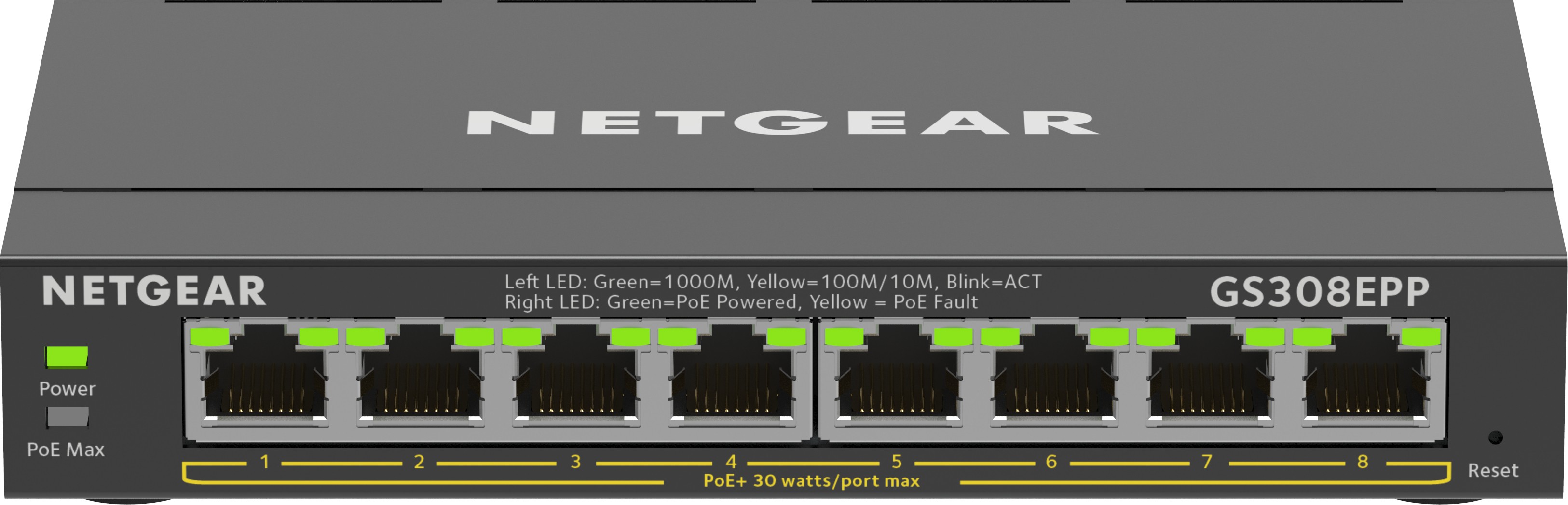 Switch NETGEAR 8 Porte Gigabit Ethernet High-Power PoE+ Plus Switch GS308EPP Gestito L2/L3 Gigabit Ethernet 10/100/1000 - Immagine 1