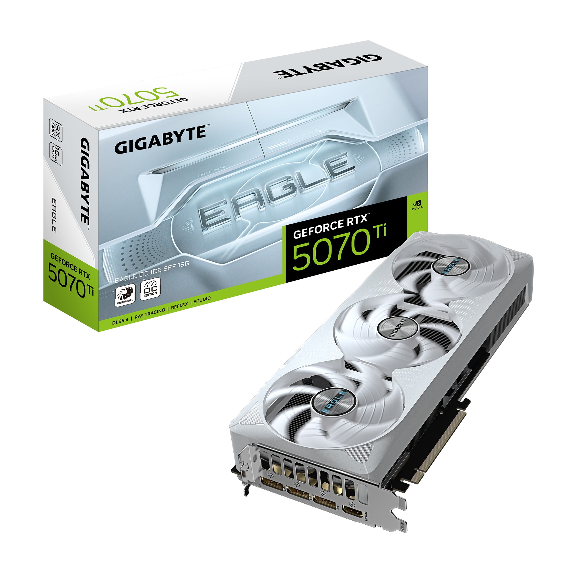 Scheda Video Gigabyte Nvidia GeForce RTX 5070 Ti Eagle OC Ice SFF 16G GDDR7 16GB Bianco - Immagine 1