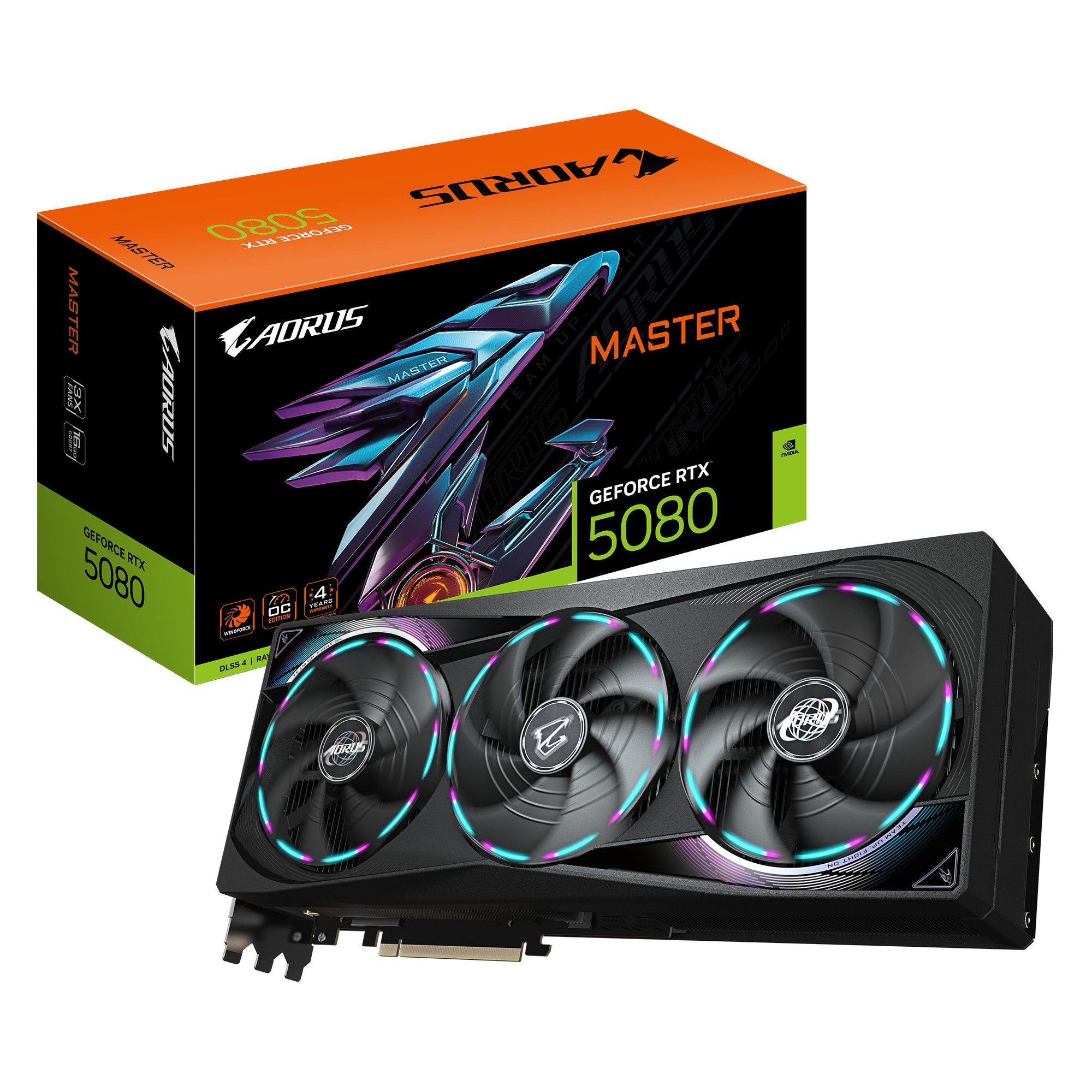 Scheda Video Gigabyte Aorus Nvidia GeForce RTX 5080 Master OC 16GB GDDR7 Nero - Immagine 1