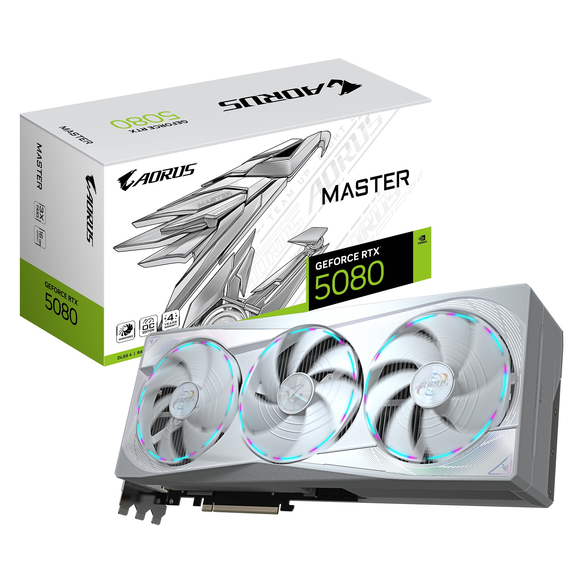 Scheda Video Gigabyte Aorus Nvidia GeForce RTX 5080 Master Ice 16GB GDDR7 Bianco - Immagine 1