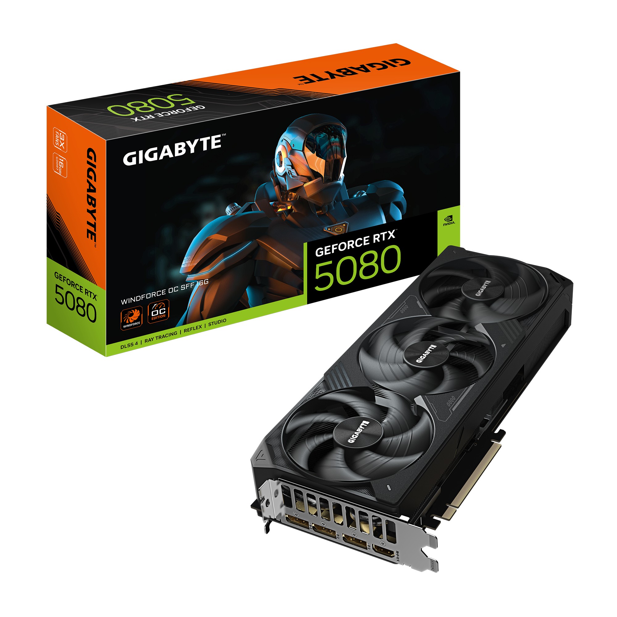 Scheda Video Gigabyte Nvidia GeForce RTX 5080 Windforce OC SFF 16GB GDDR7 Nero - Immagine 1