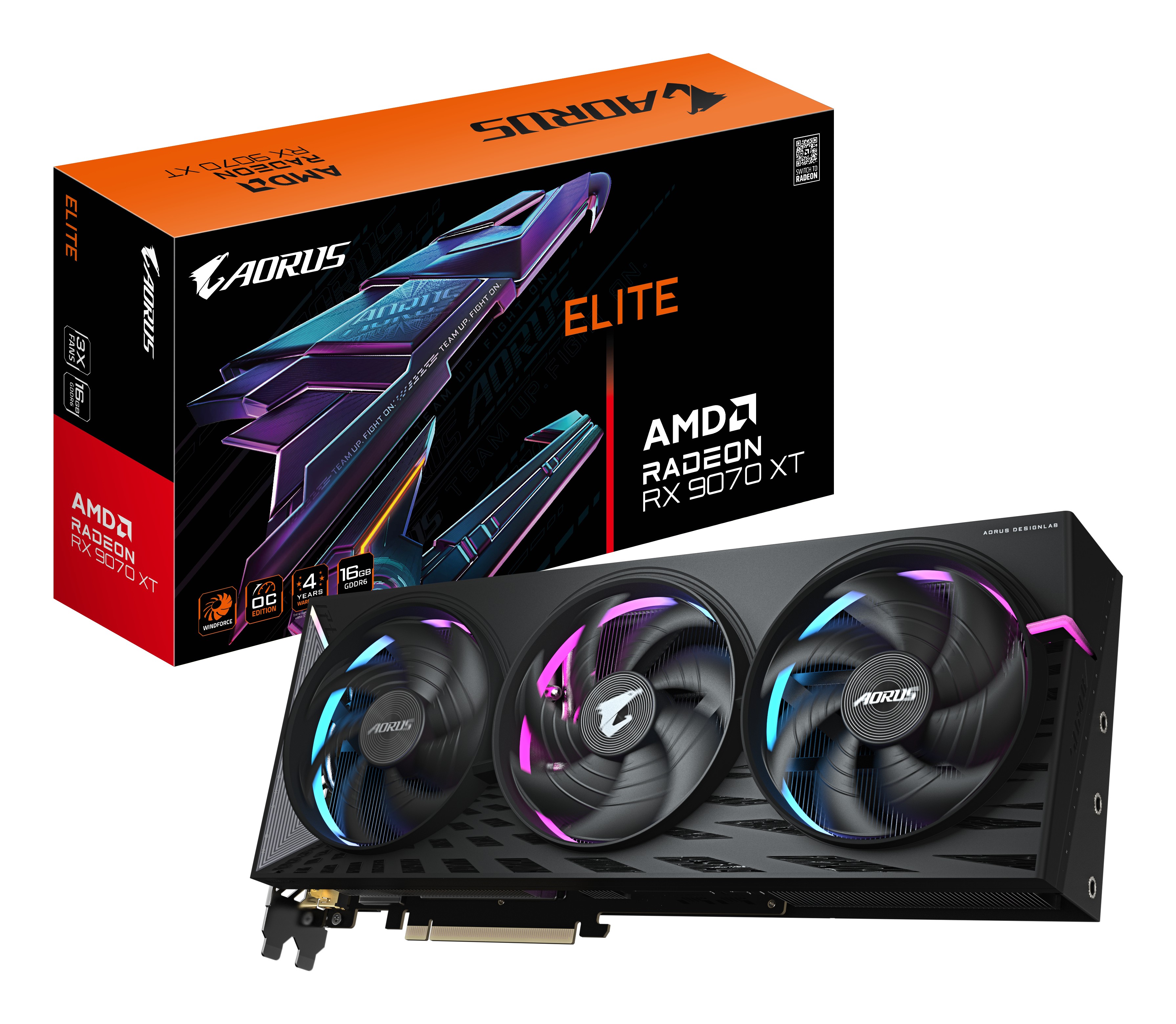 Scheda Video AMD Gigabyte Aorus Radeon RX 9070 XT Elite 16GB GDDR6 Nero - Immagine 1