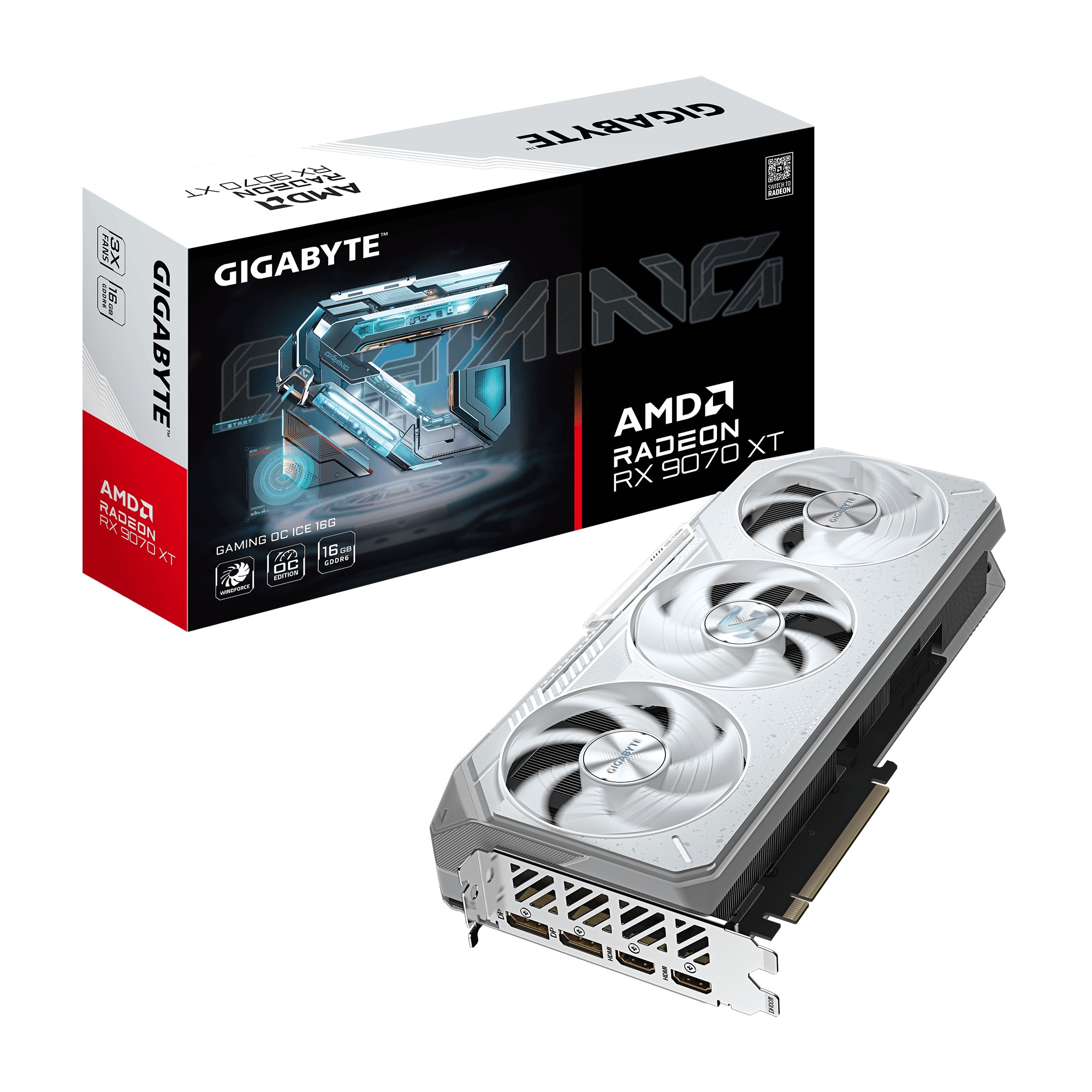 Scheda Video Gigabyte AMD Radeon RX 9070 XT 16GB Gaming OC ICE Bianco - Immagine 1