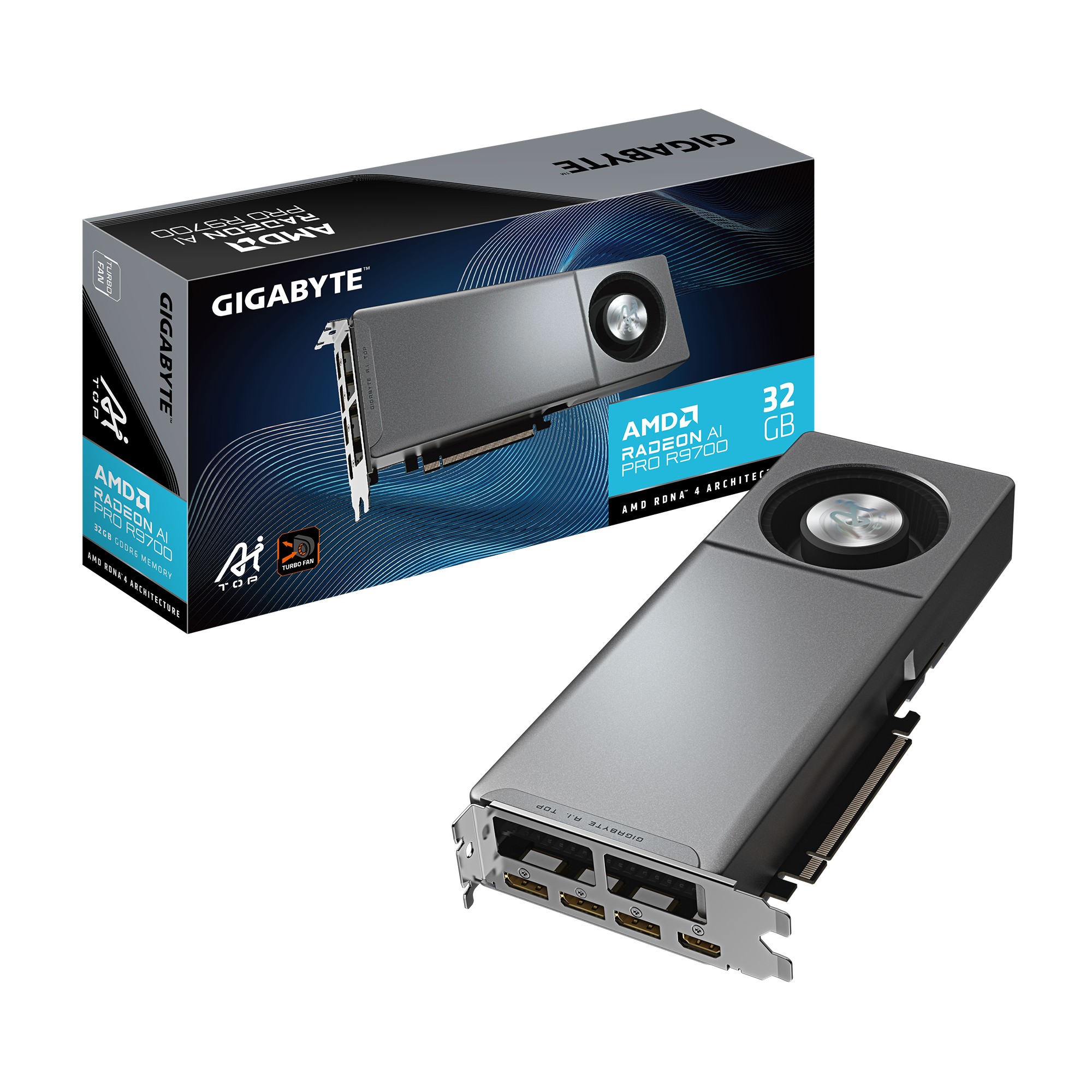 Scheda Video GIGABYTE AMD Radeon AI PRO R9700 AI TOP 32GB Nero - Immagine 1