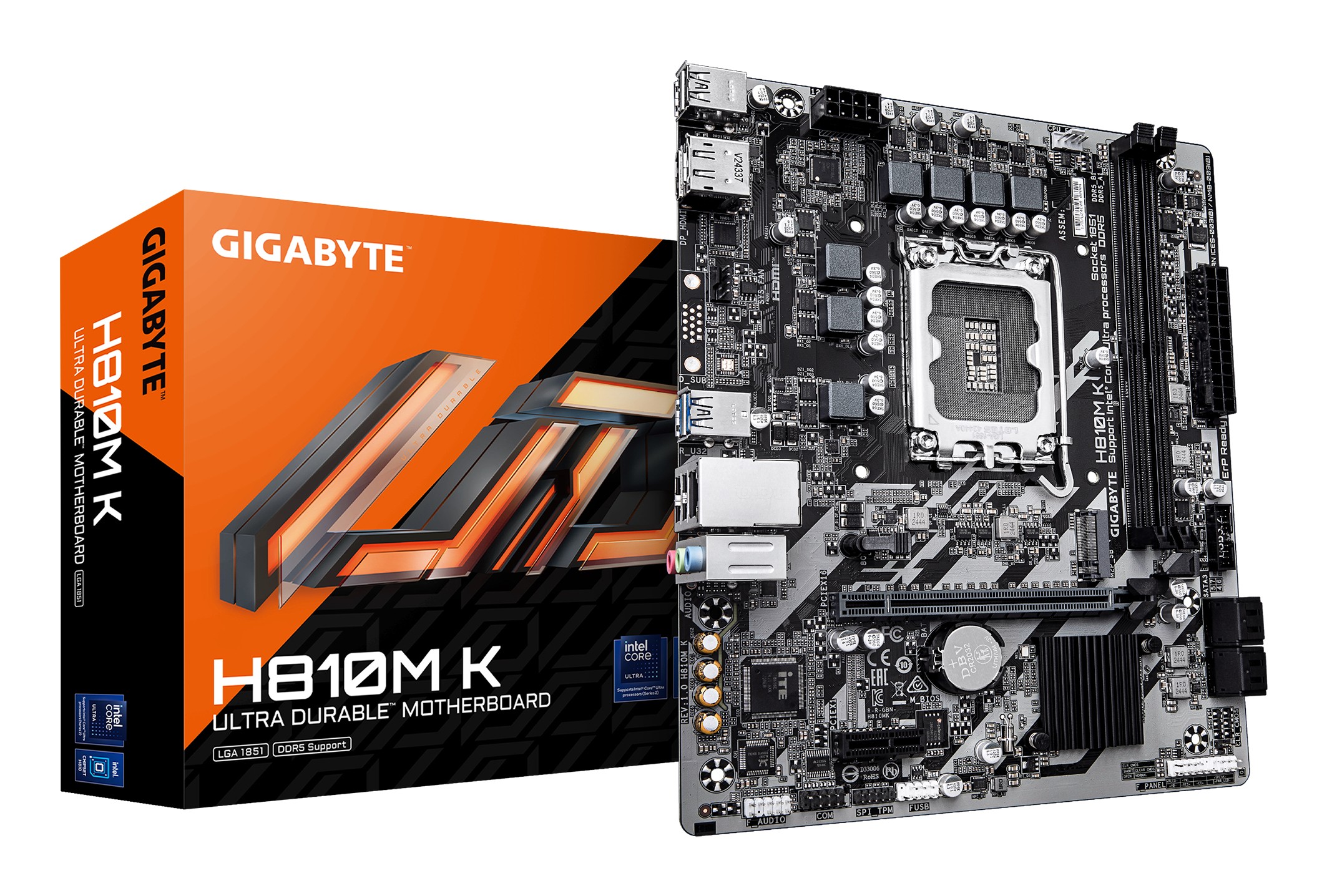 Scheda Madre Gigabyte GA-H810M K LGA1851 DDR5 Micro-ATX Nero - Immagine 1