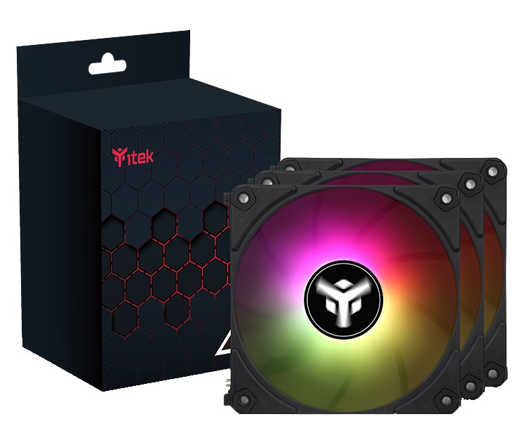 Ventola Itek UW12 Black 12cm ARGB Sync 5V PWM Ki da 3 - Immagine 1