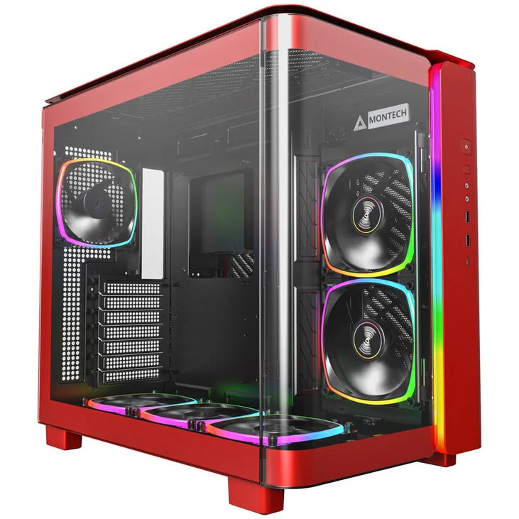 Case Montech KING 95 PRO Midi-Tower Vetro Temperato ARGB Rosso - Immagine 1