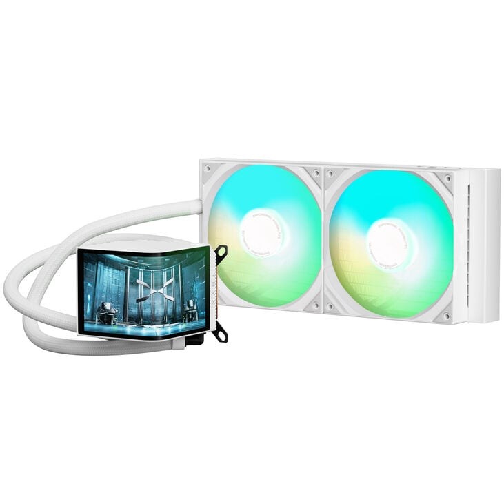 Dissipatore A Liquido TRYX PANORAMA 280mm LCD 3D Amoled RGB Bianco - Immagine 1