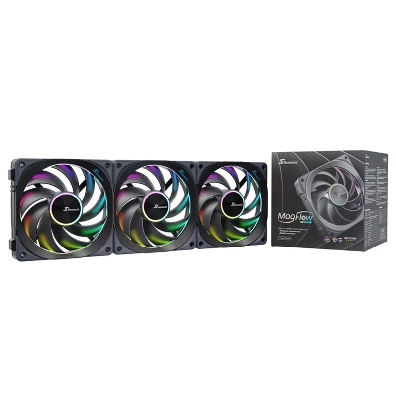 Ventola Seasonic MagFlow 1225 ARGB PWM 120mm Kit da 3 - Immagine 1