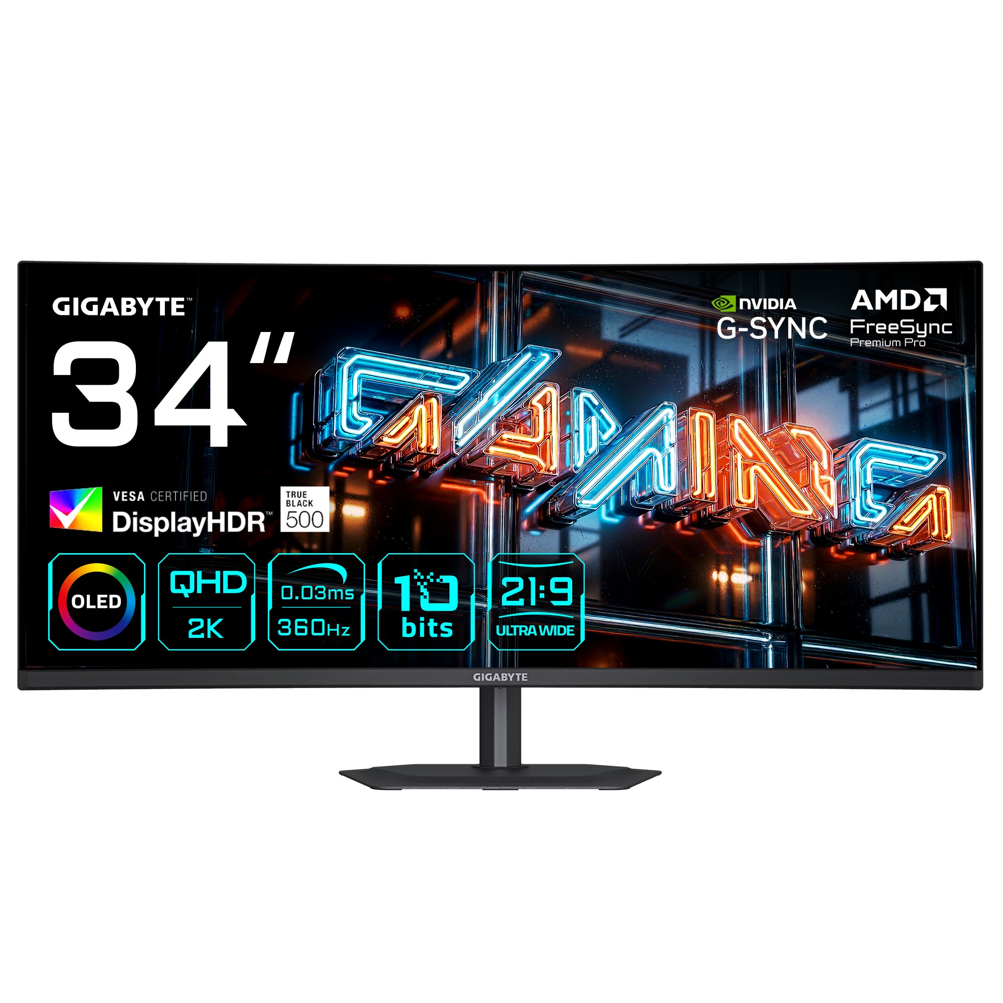 Monitor Da Gaming GIGABYTE MO34WQC36 EK Curvo 34 360Hz QD-OLED FreeSync Premium Pro