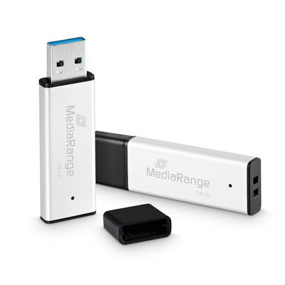 Pendrive MediaRange High performance 128 GB USB A 3.2 argento nero - Immagine 1