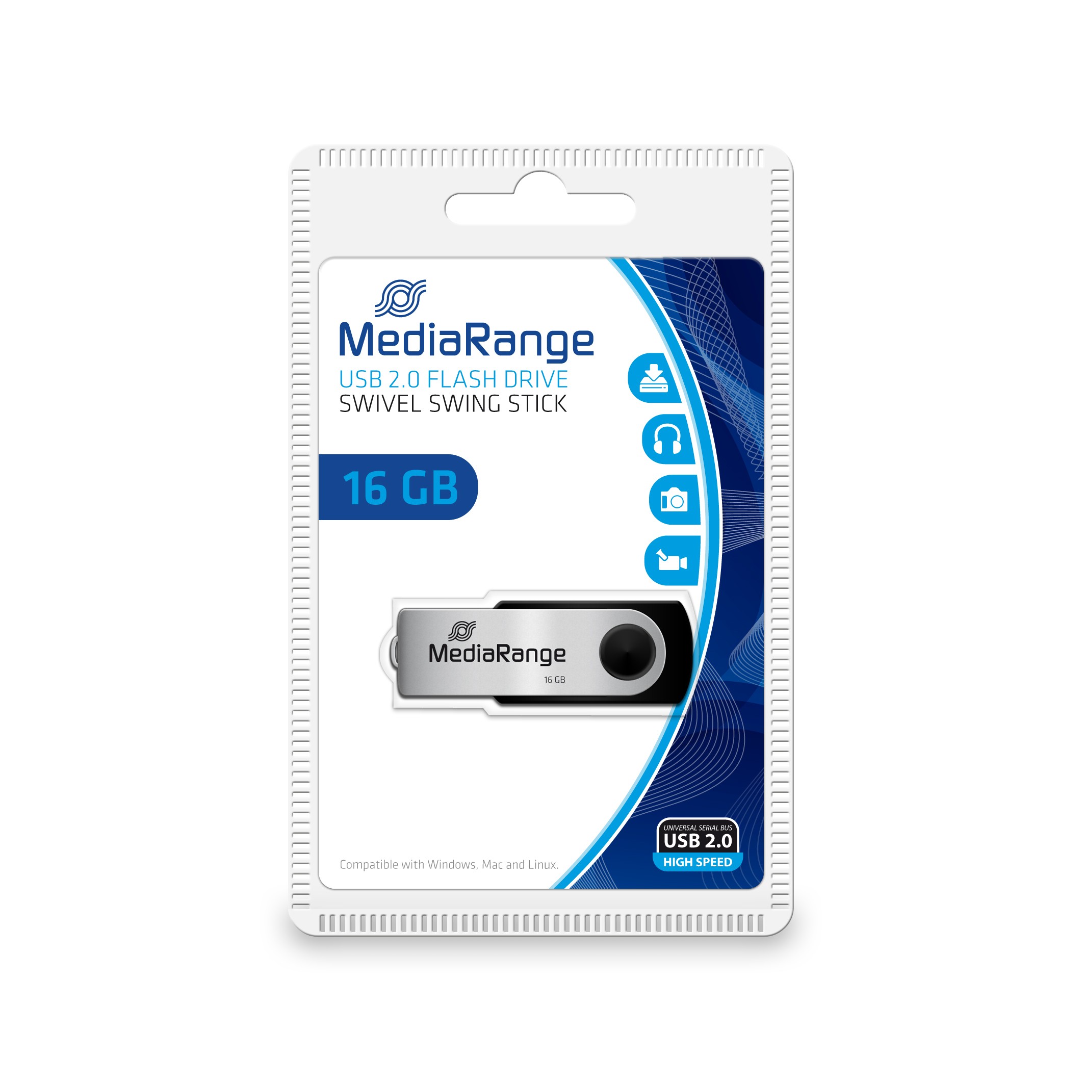 Pendrive MediaRange MR910 16 GB USB Type-A / Micro-USB 2.0 Nero/Argento - Immagine 1