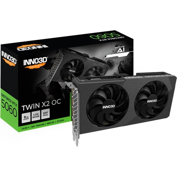 Scheda Video INNO3D Nvidia GeForce RTX 5060 TWIN X2 OC V2 8GB GDDR7 Nero - Immagine 1