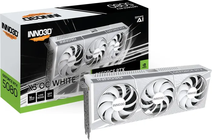 Scheda Video INNO3D Nvidia GeForce RTX 5080 X3 OC 16GB GDDR7 Bianco - Immagine 1