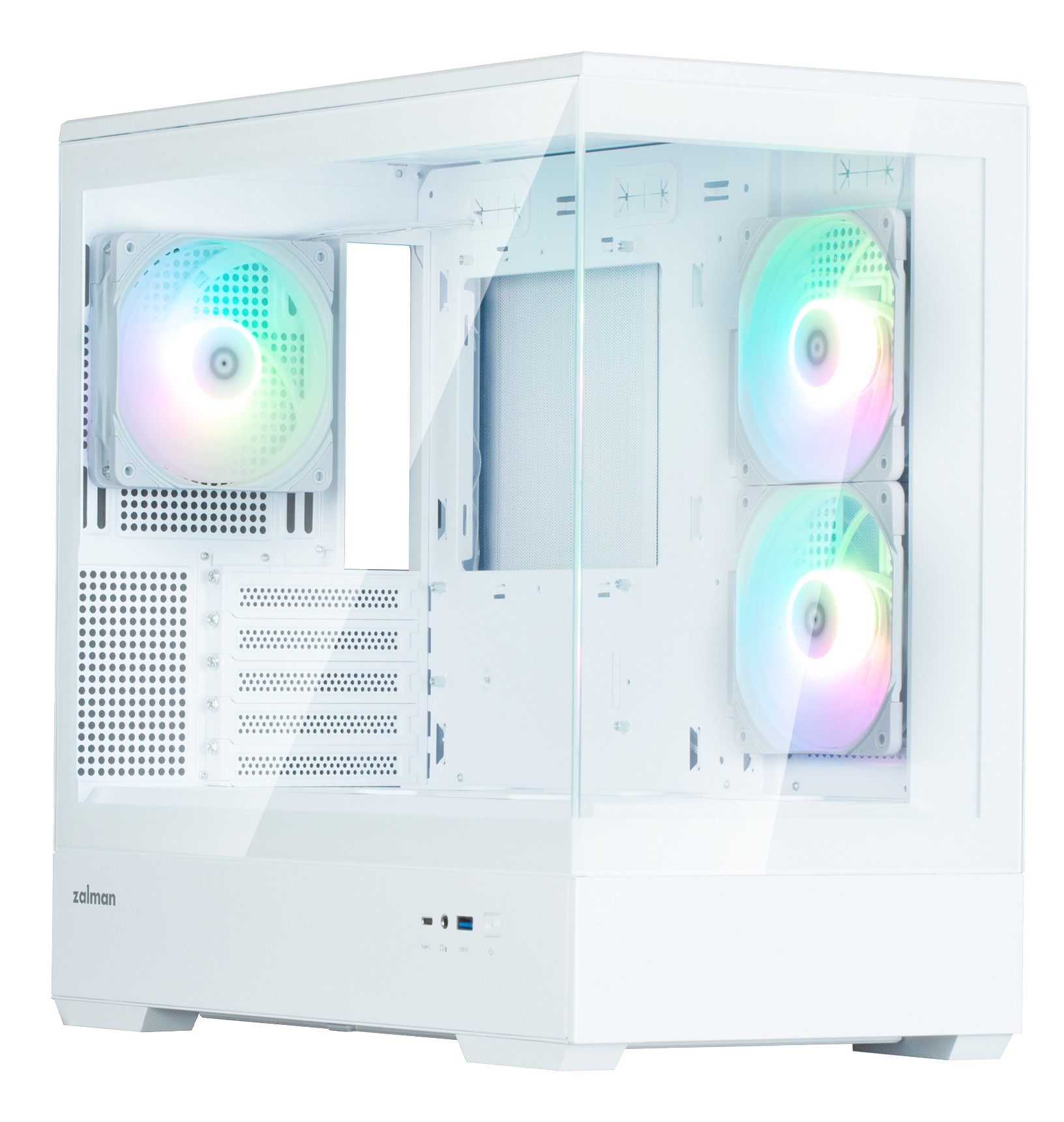 Case Zalman P30 V2 Mini-Tower mATX RGB Vetro Temperato Bianco - Immagine 1