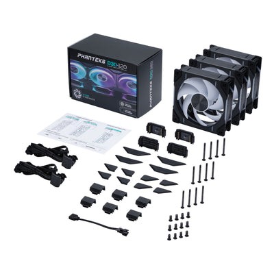 Ventola PHANTEKS D30 PWM Regular Airflow D-RGB Kit da 3 120mm Nero - Immagine 1
